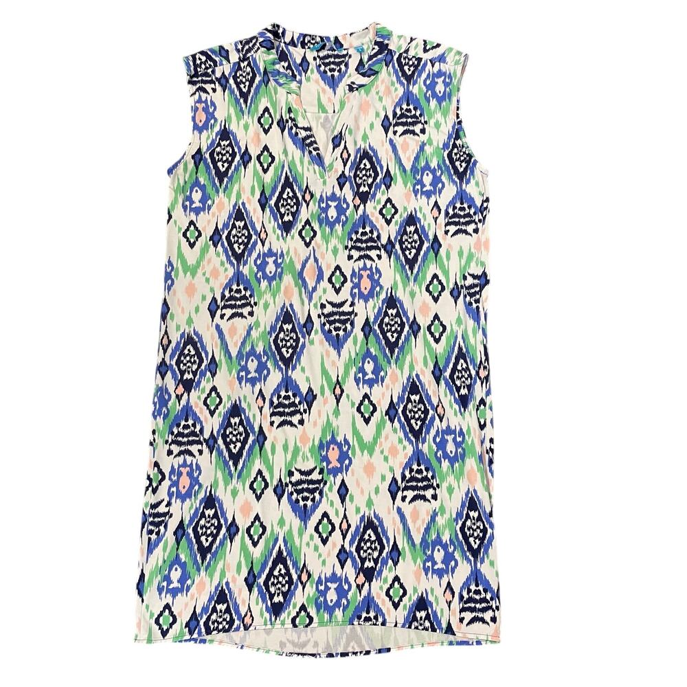 Tori Richard Honolulu V-Neck Shift Dress Tropical Fish Print Size L Multicolor - Picture 3 of 10